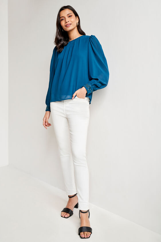 Turquoise Solid Flared Top, Turquoise, image 3