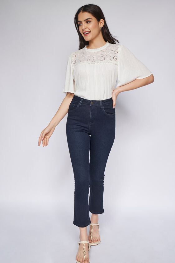 2 - White Solid Blouson Top, image 2