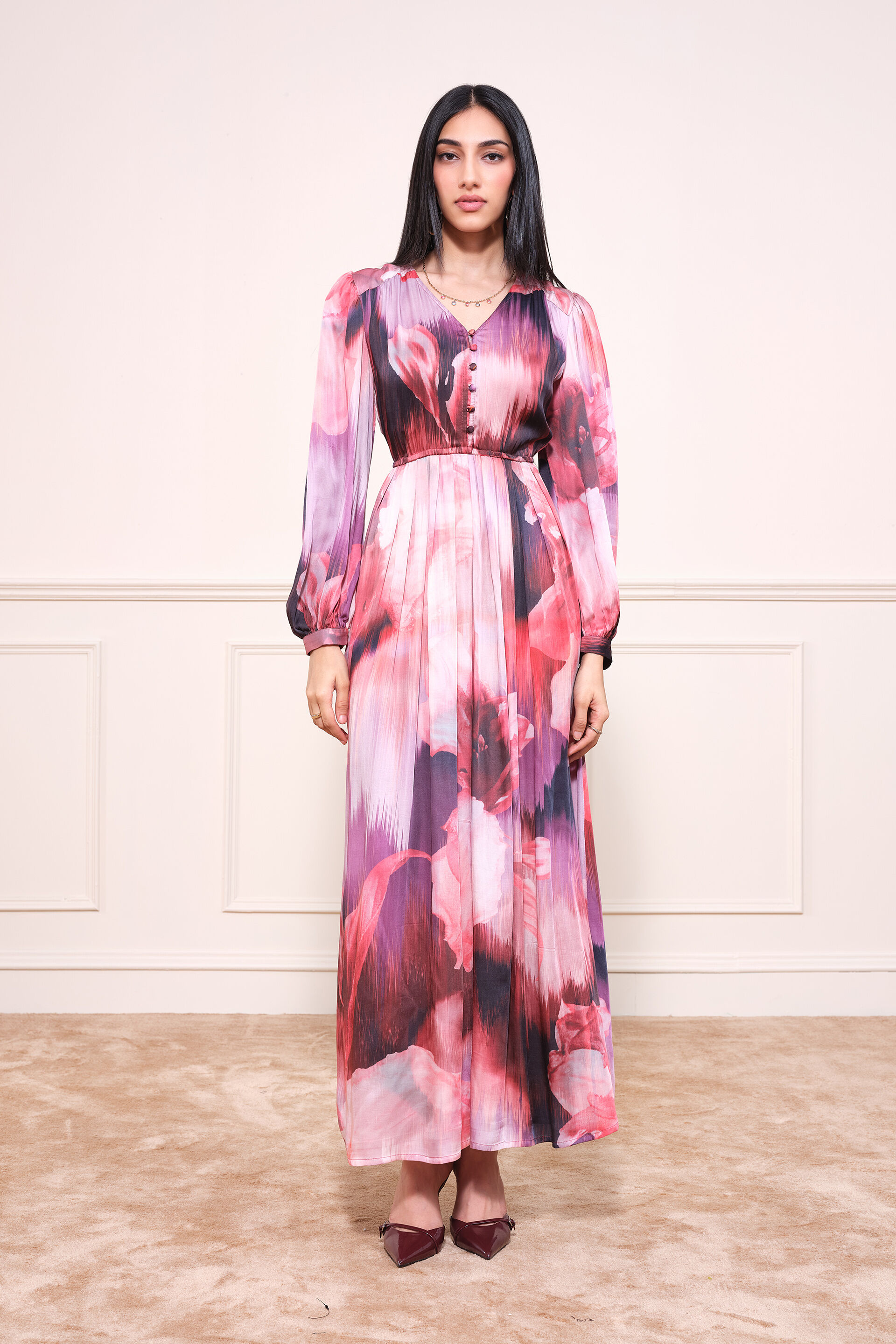 Bloom Bounce Maxi Dress, Wine, image 3