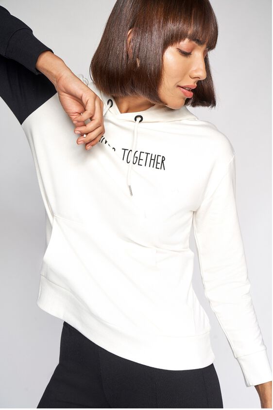 1 - White and Black Colorblocked  Sweater Top, image 1