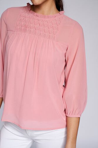 5 - Pink Solid Blouson Top, image 5
