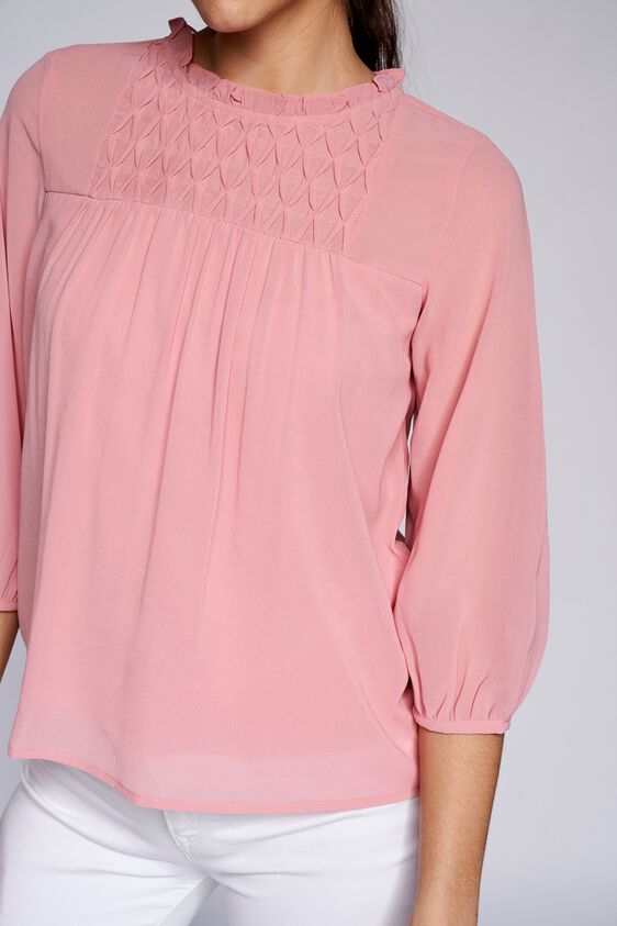 5 - Pink Solid Blouson Top, image 5