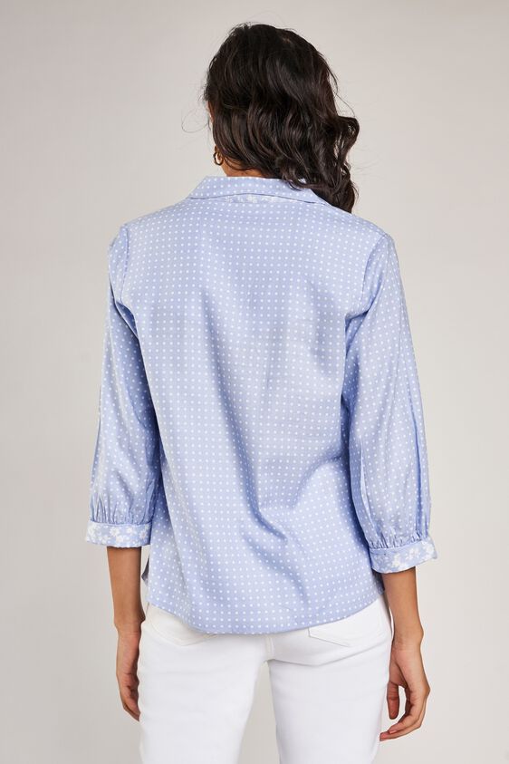 4 - Powder Blue Polka Dots Printed A-Line Top, image 4