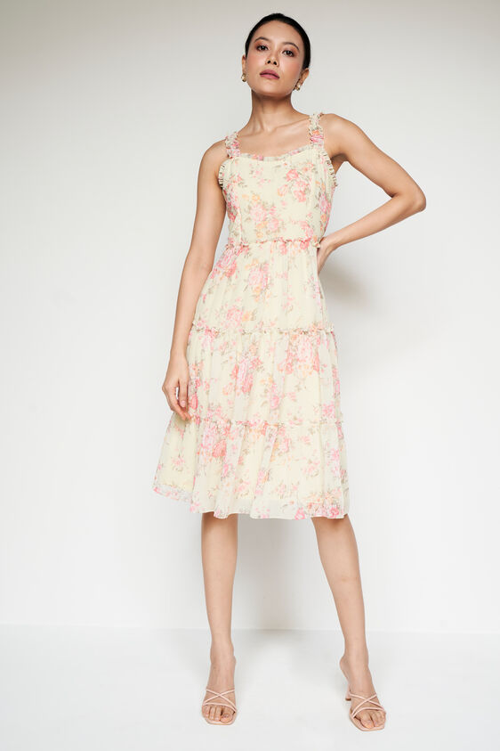 Cottagecore Floral Dress, Lime Green, image 3