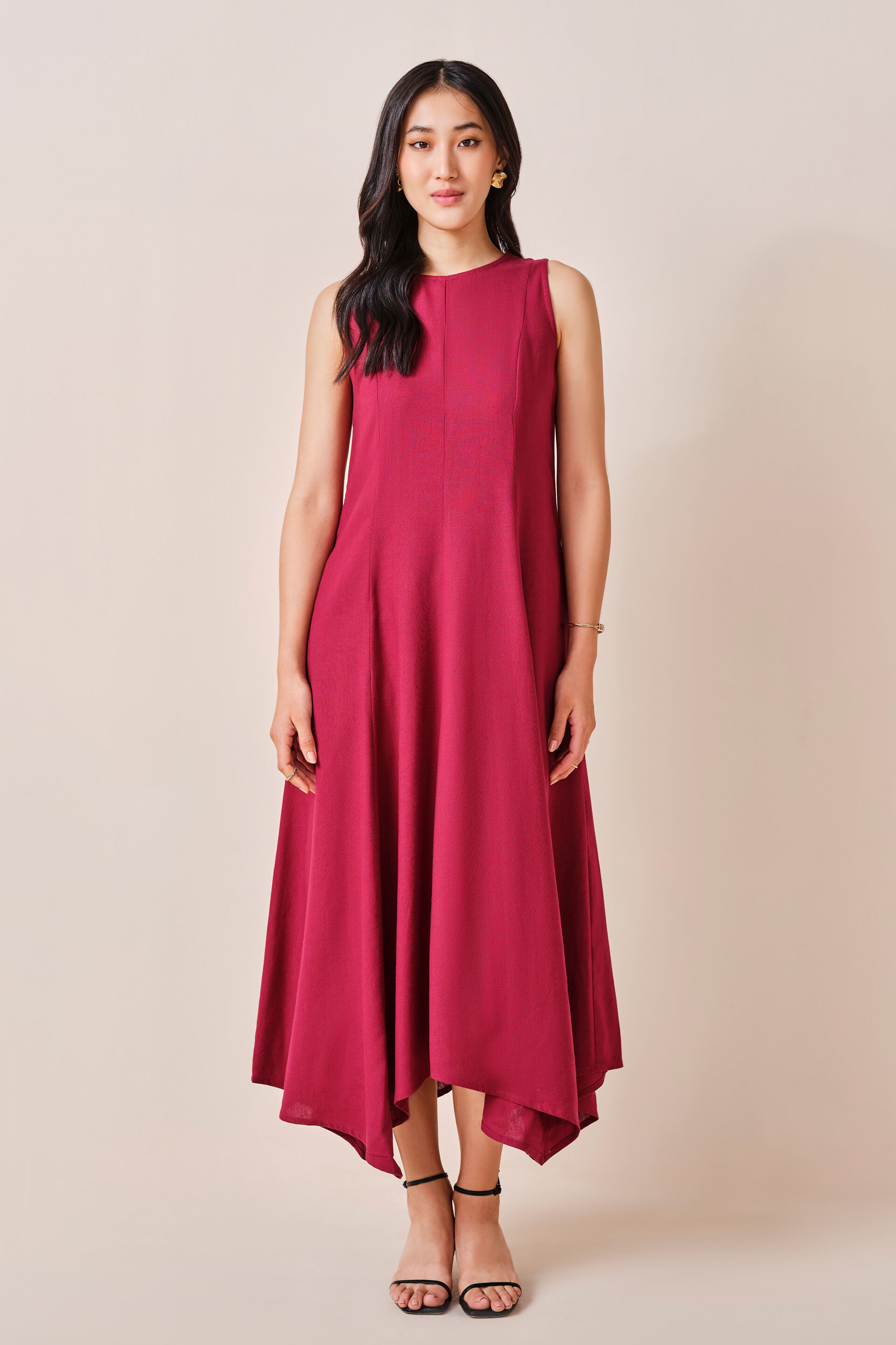 Ruby Viscose-blend Dress, Maroon, image 1