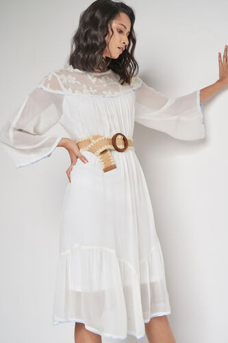 White Solid High-Low Dress, White, image 8