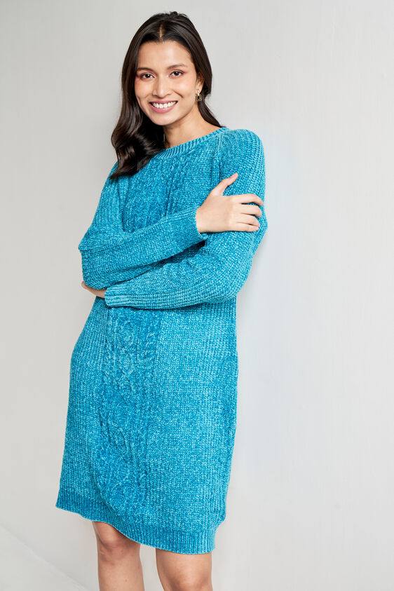 Teal Solid Straight Dress, Teal, image 4