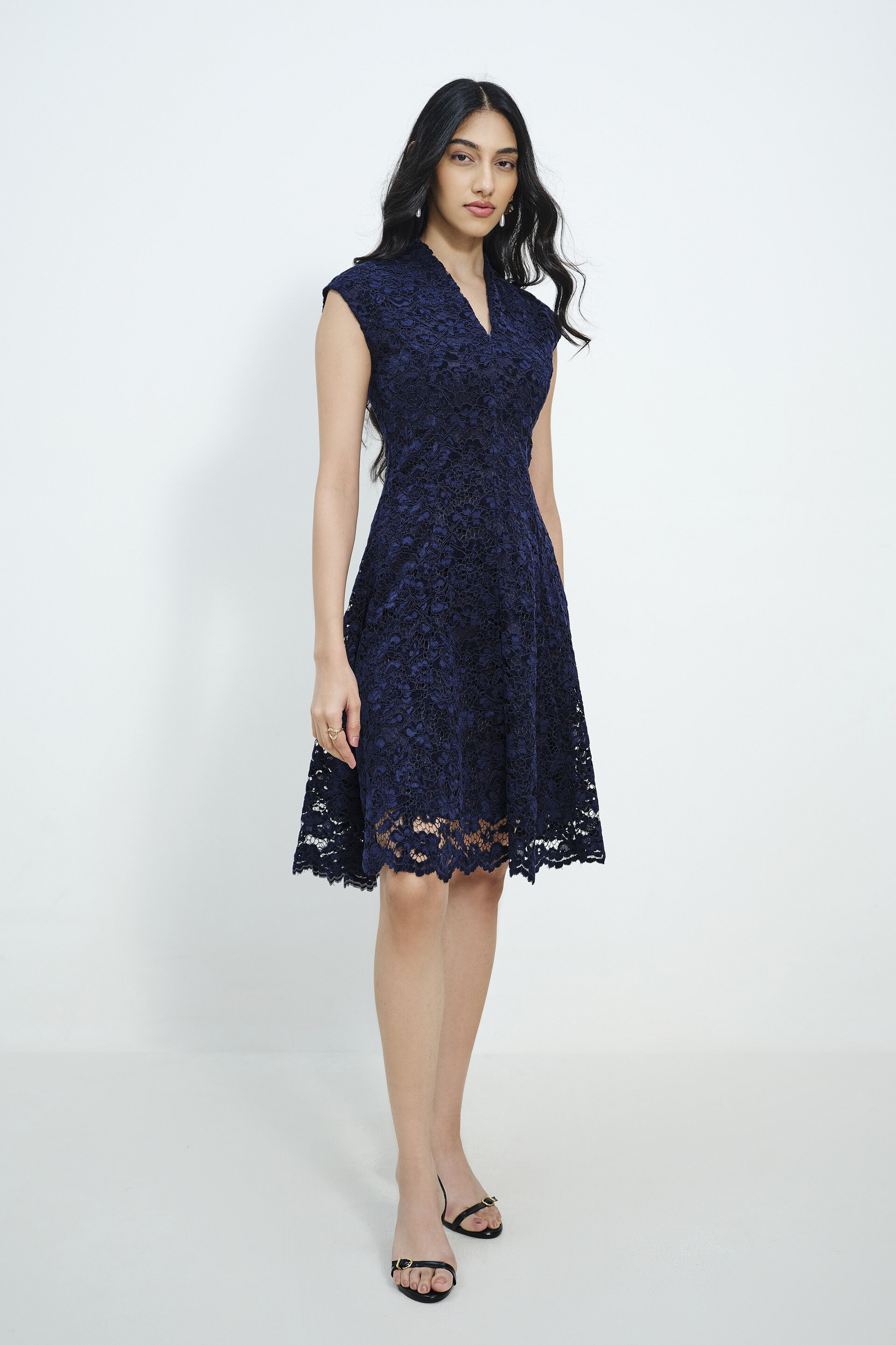 Blue Garden Lace Dress, Navy, image 2