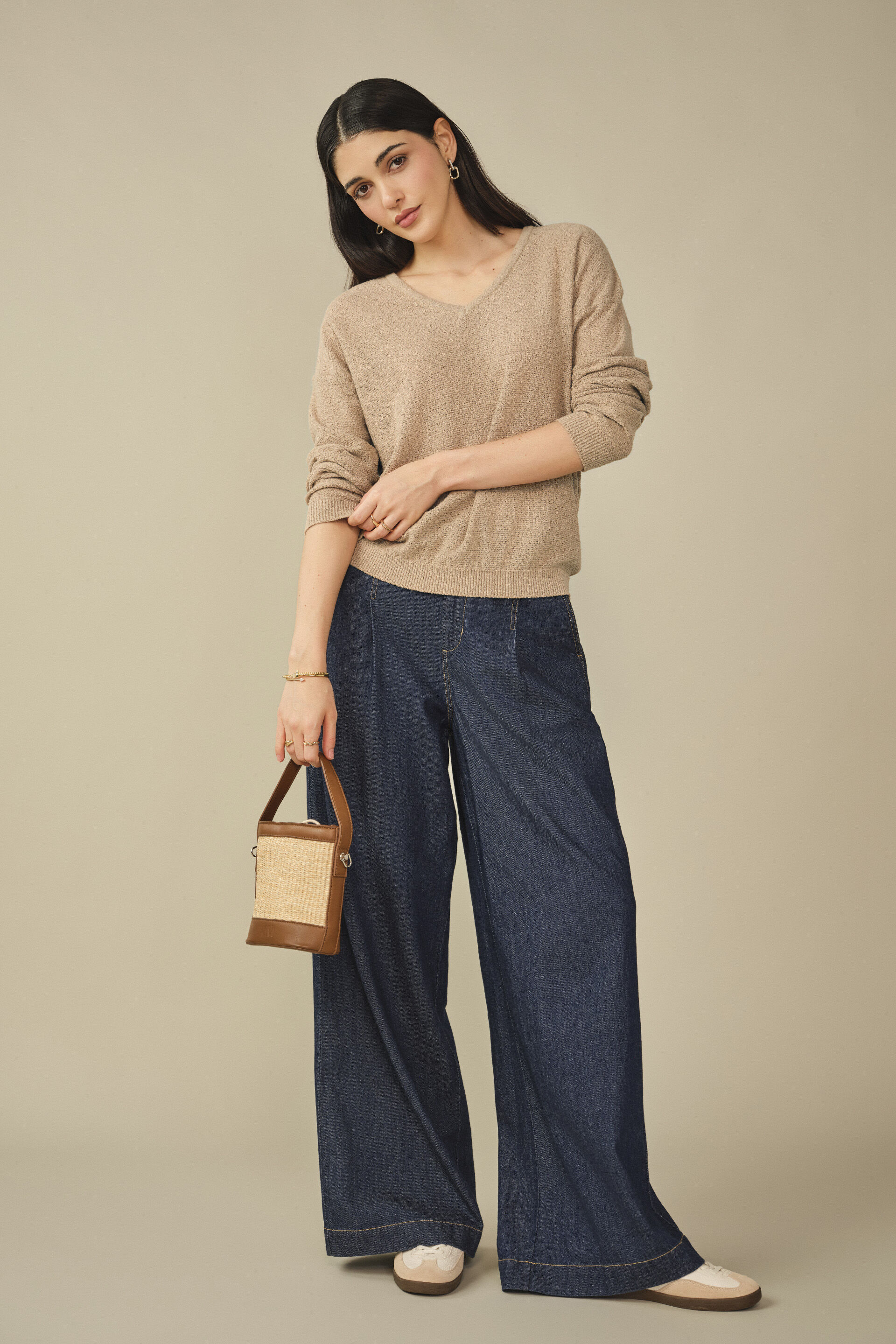 Solid Sweater in Beige, Beige, image 4