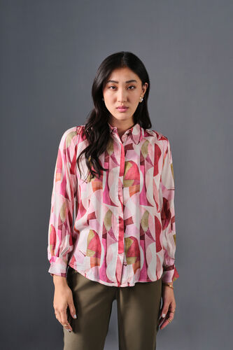 Boho Blossom Viscose Shirt, Pink, image 3