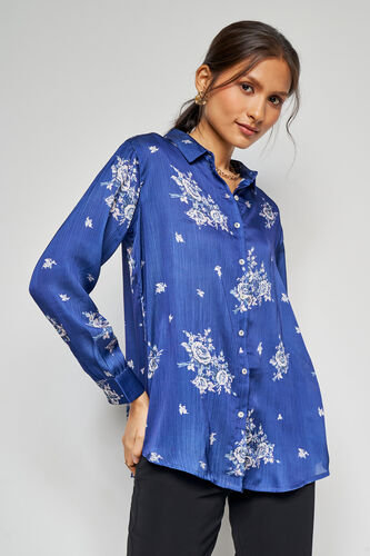 Inky Floral Top, Navy Blue, image 3