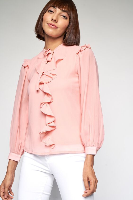 2 - Light Pink Solid Ruffled Top, image 2