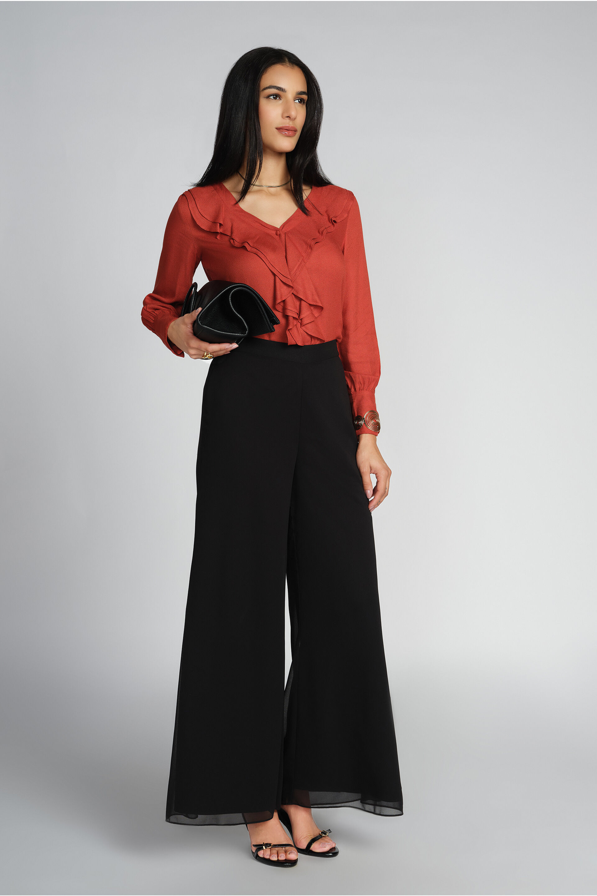 Sunset Ruffle Top, Rust, image 2