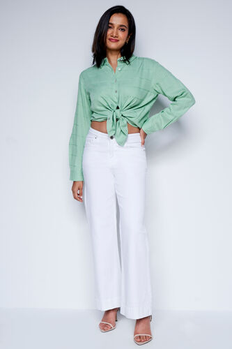 Sage Green Solid Shirt Top, Sage Green, image 2