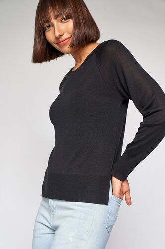 1 - Black Self Design A-Line Top, image 1