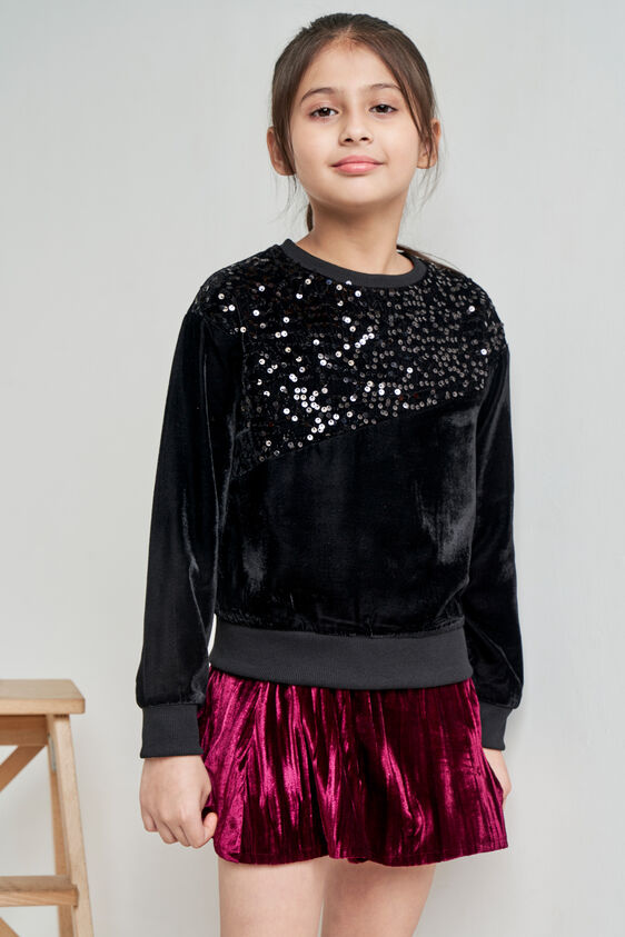 Black Self Design Straight Sweatshirt, Black, image 3