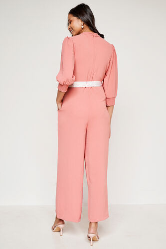 Blush Solid Straight Jumpsuit, Blush, image 3