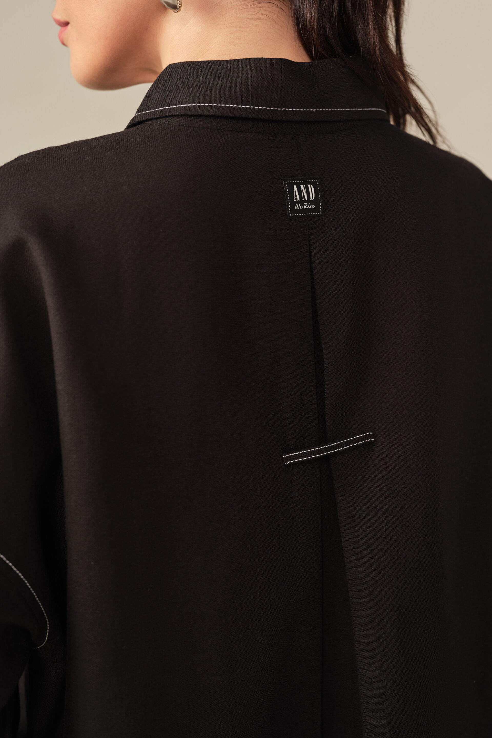 Oversized Shirt in Black, Black, image 4