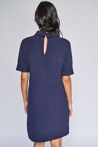 Navy Solid Straight Dress, , image 5