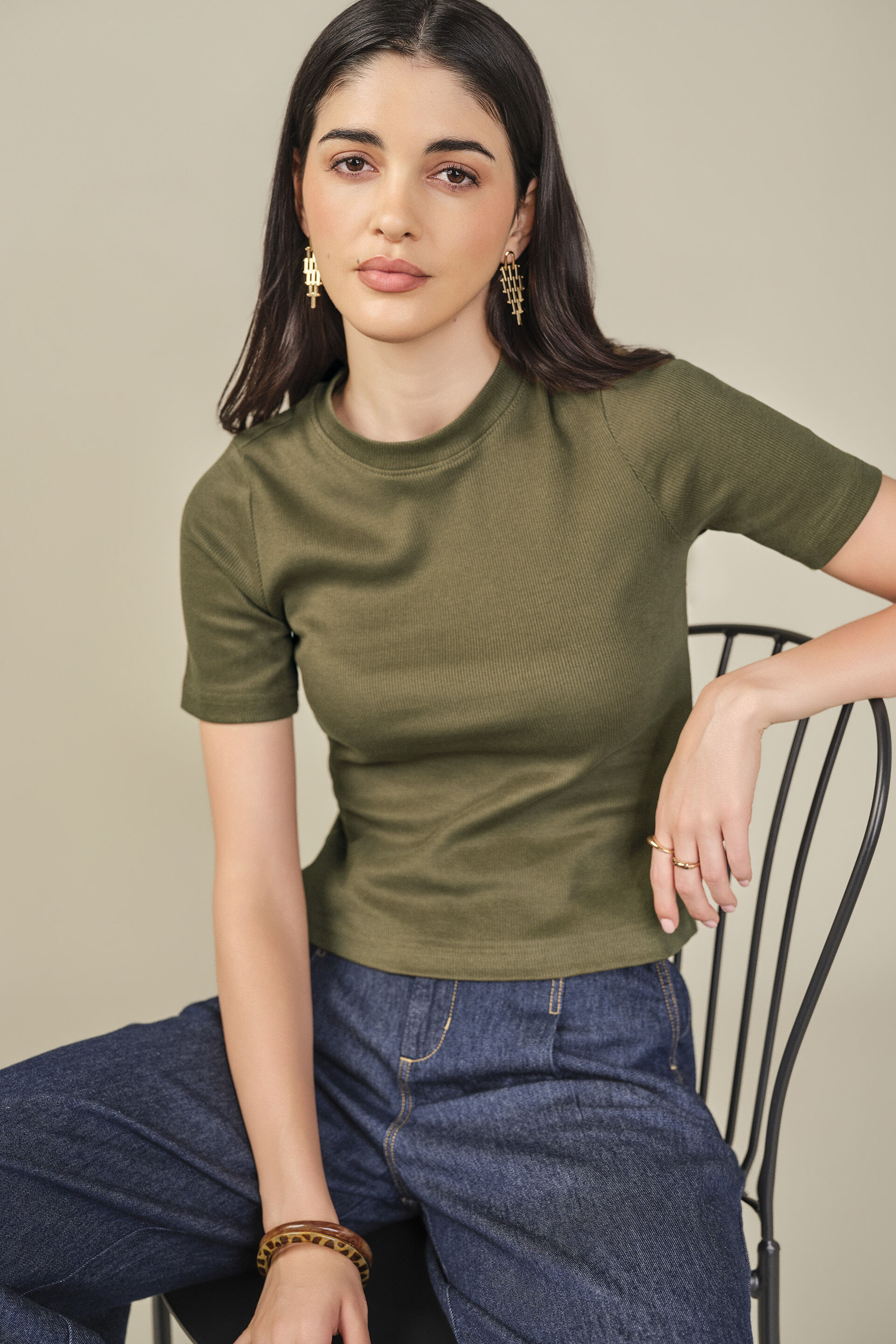 Solid Cotton Top in Olive