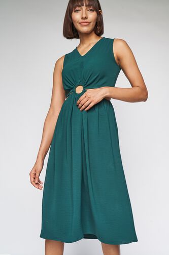 3 - Green Solid Cut Out Dress, image 3