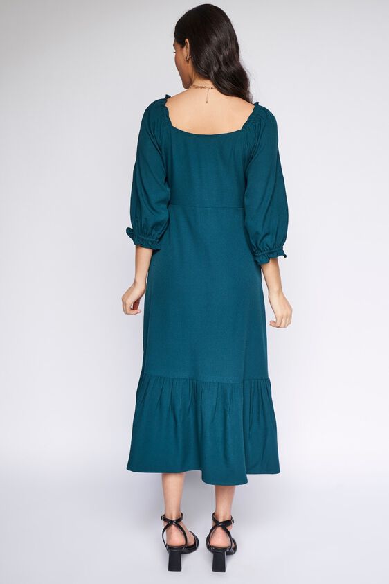 5 - Green Solid Flared Dress, image 5