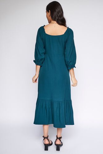 5 - Green Solid Flared Dress, image 5