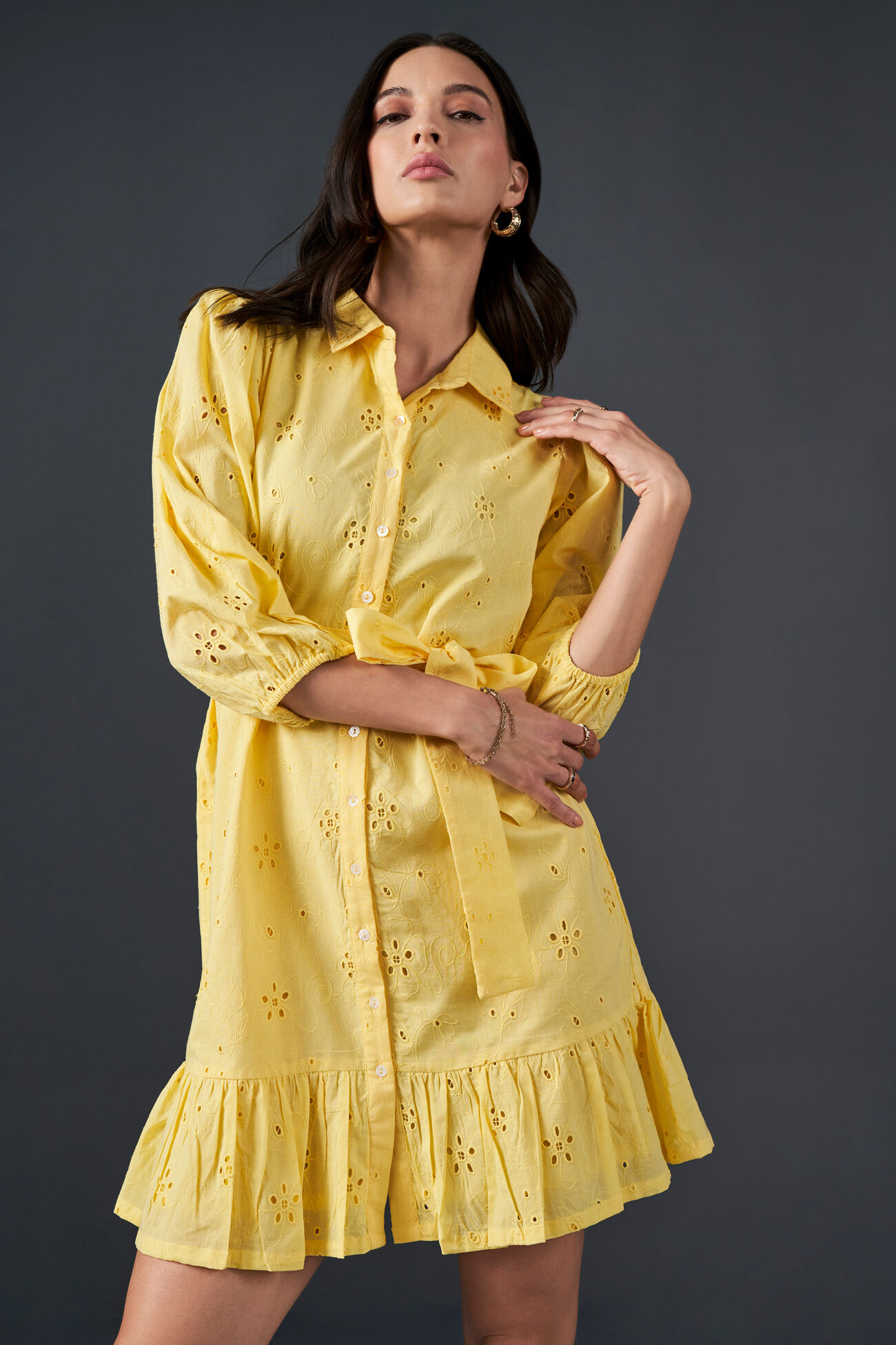 Daisy Day Cotton Dress, Yellow, image 4