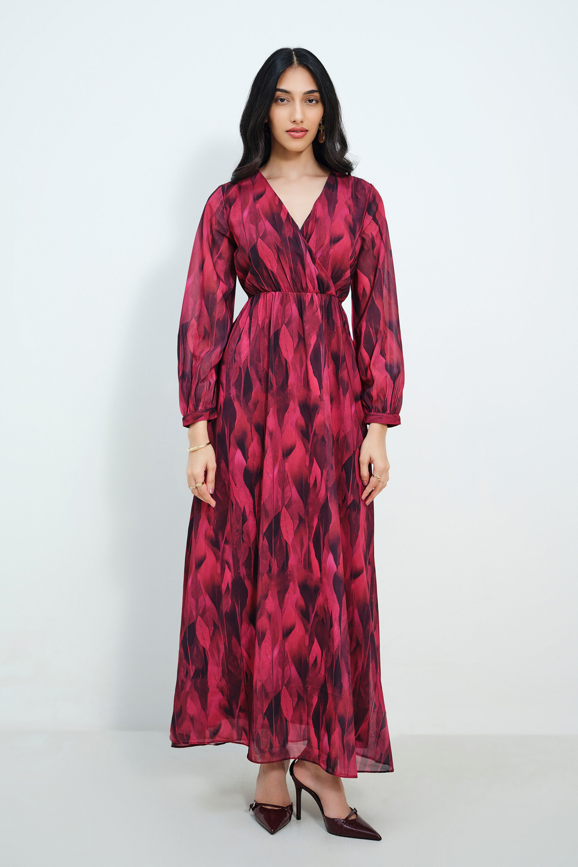 Maroon Mirage Dress, Maroon, image 1