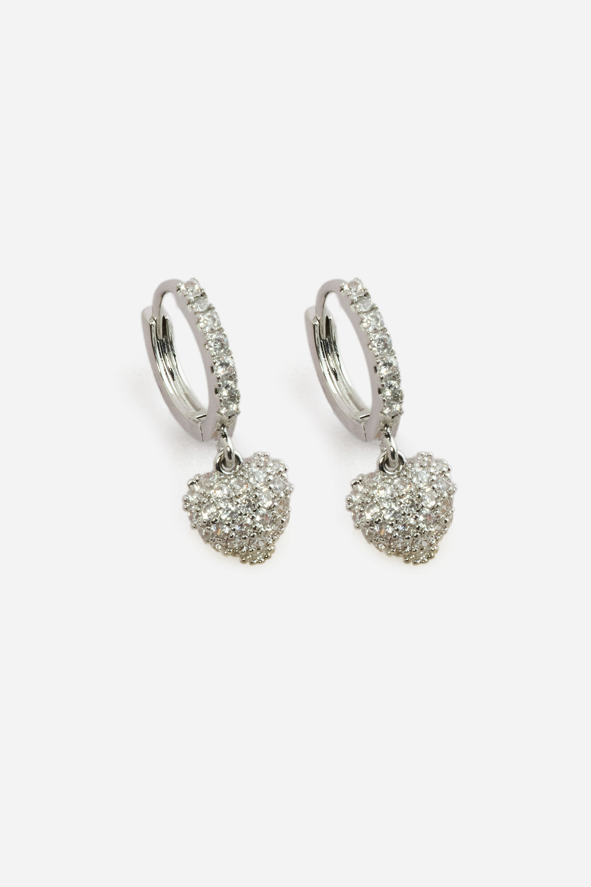Embellished Heart Huggie Earrings, , image 2