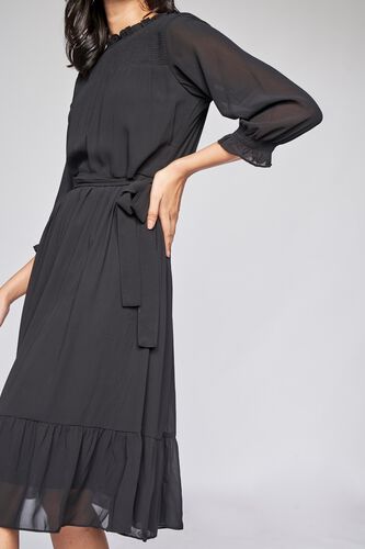5 - Black Solid Fit and Flare Dress, image 5