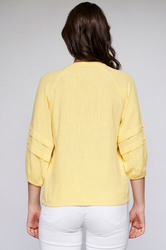 Yellow Solid Blouson Top, Yellow, image 4