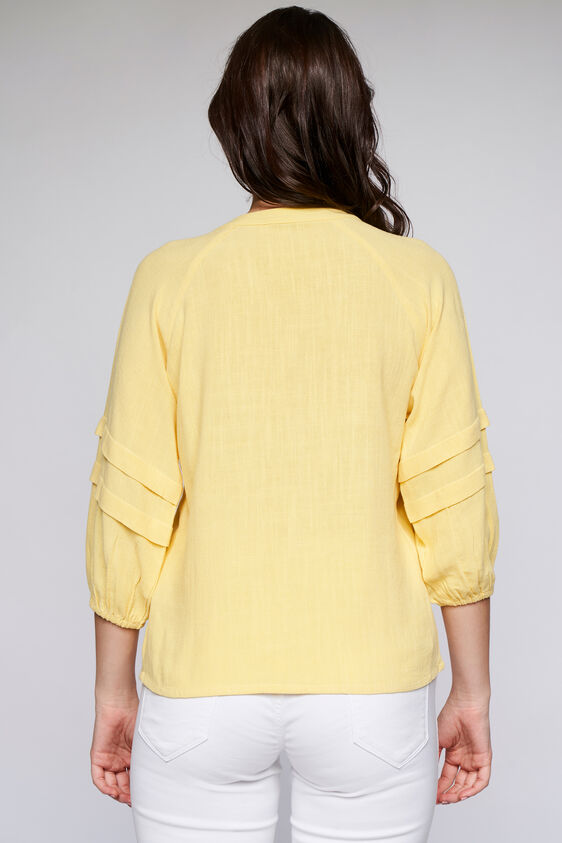 Yellow Solid Blouson Top, Yellow, image 4