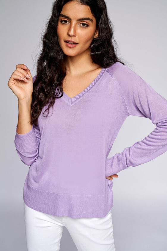 Light Pink Solid Straight Top, Lilac, image 3