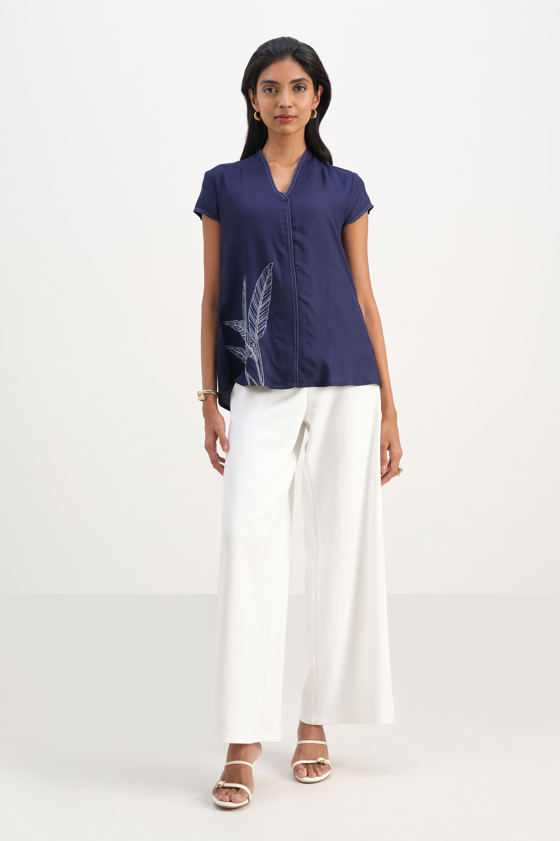 Echoes of Emerald Navy Top, Navy, image 2