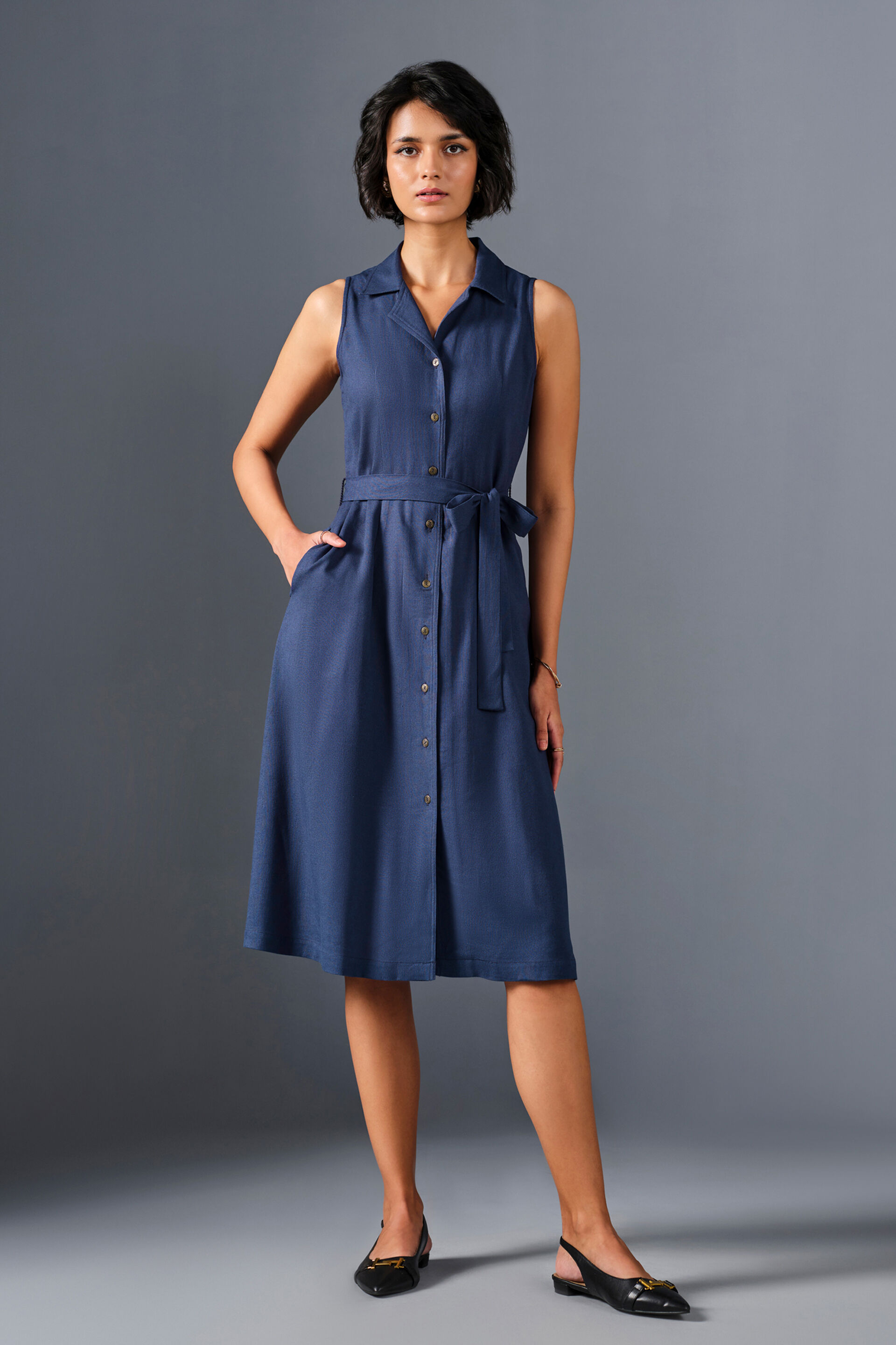 Twilight Viscose Blend Dress, Blue, image 1