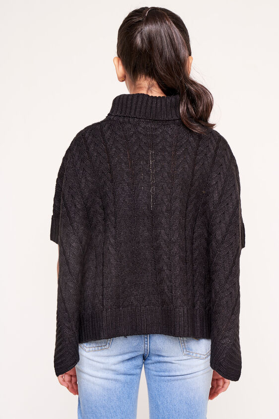 Black Solid Kaftan Top, Black, image 4