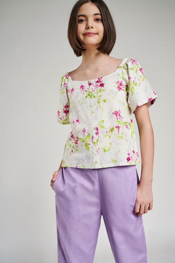 6 - White Floral Printed A-Line Top, image 6