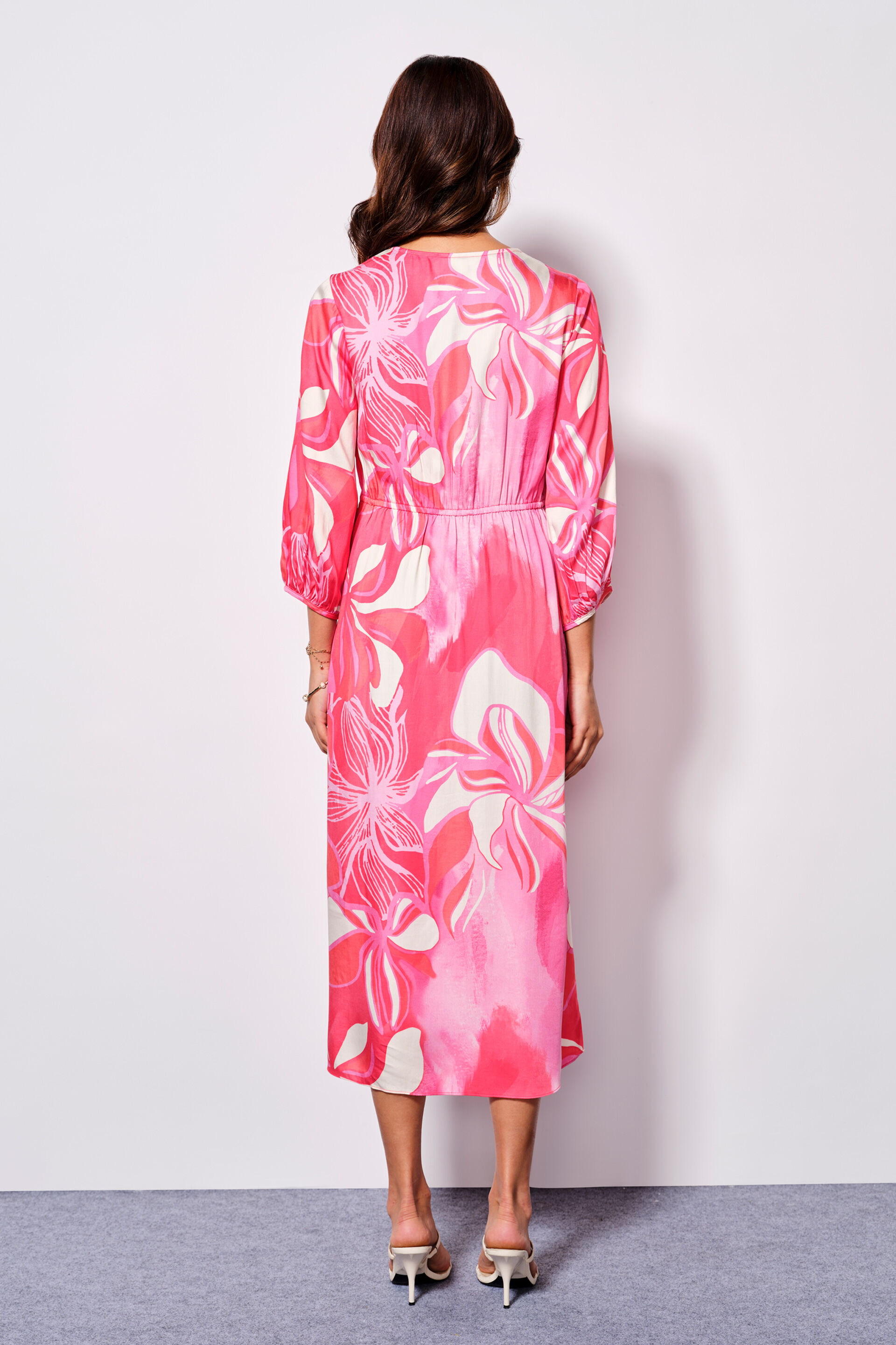 Springtime Pink Viscose Midi Dress, Pink, image 4