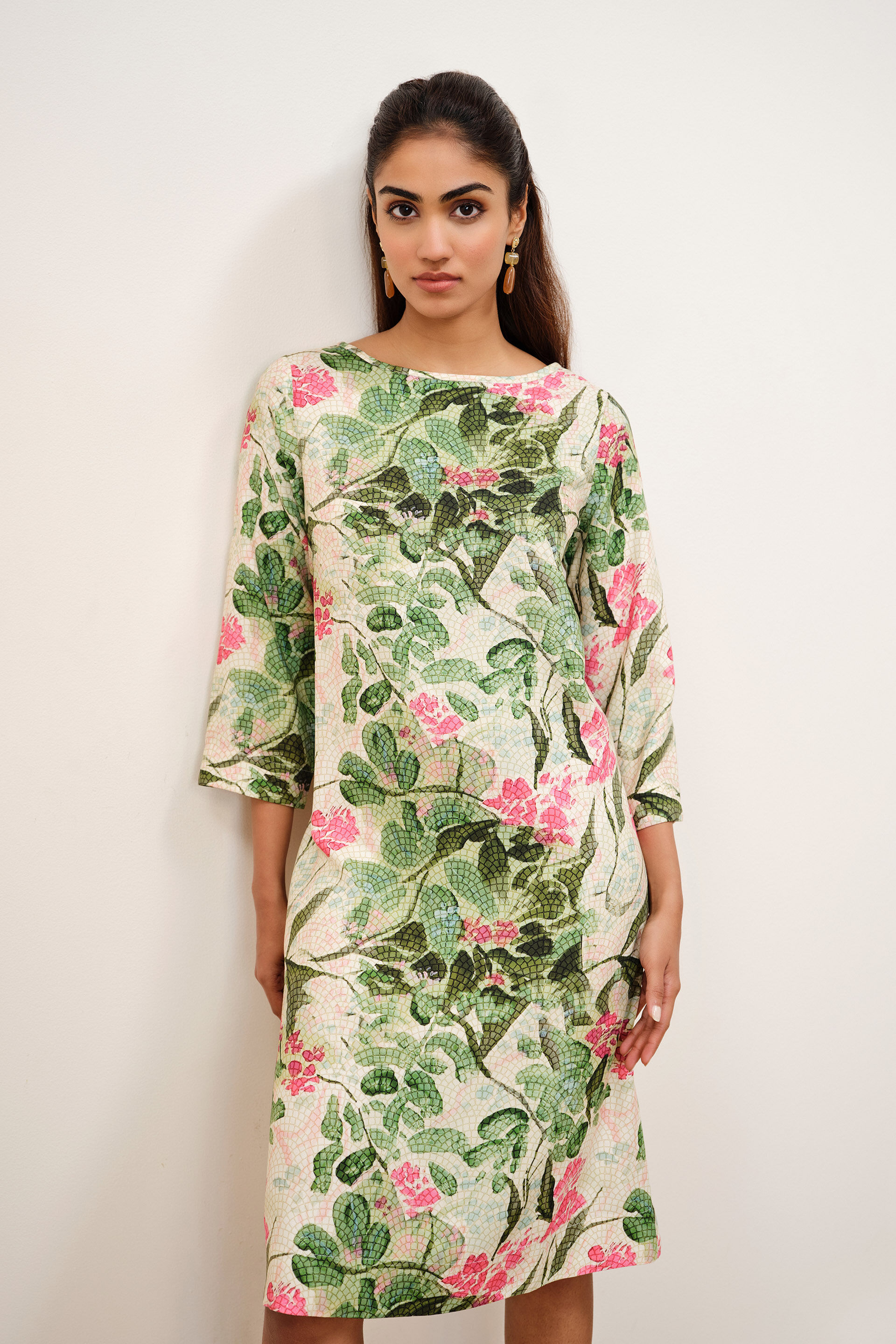 Vanya Printed Dress, Green, image 1