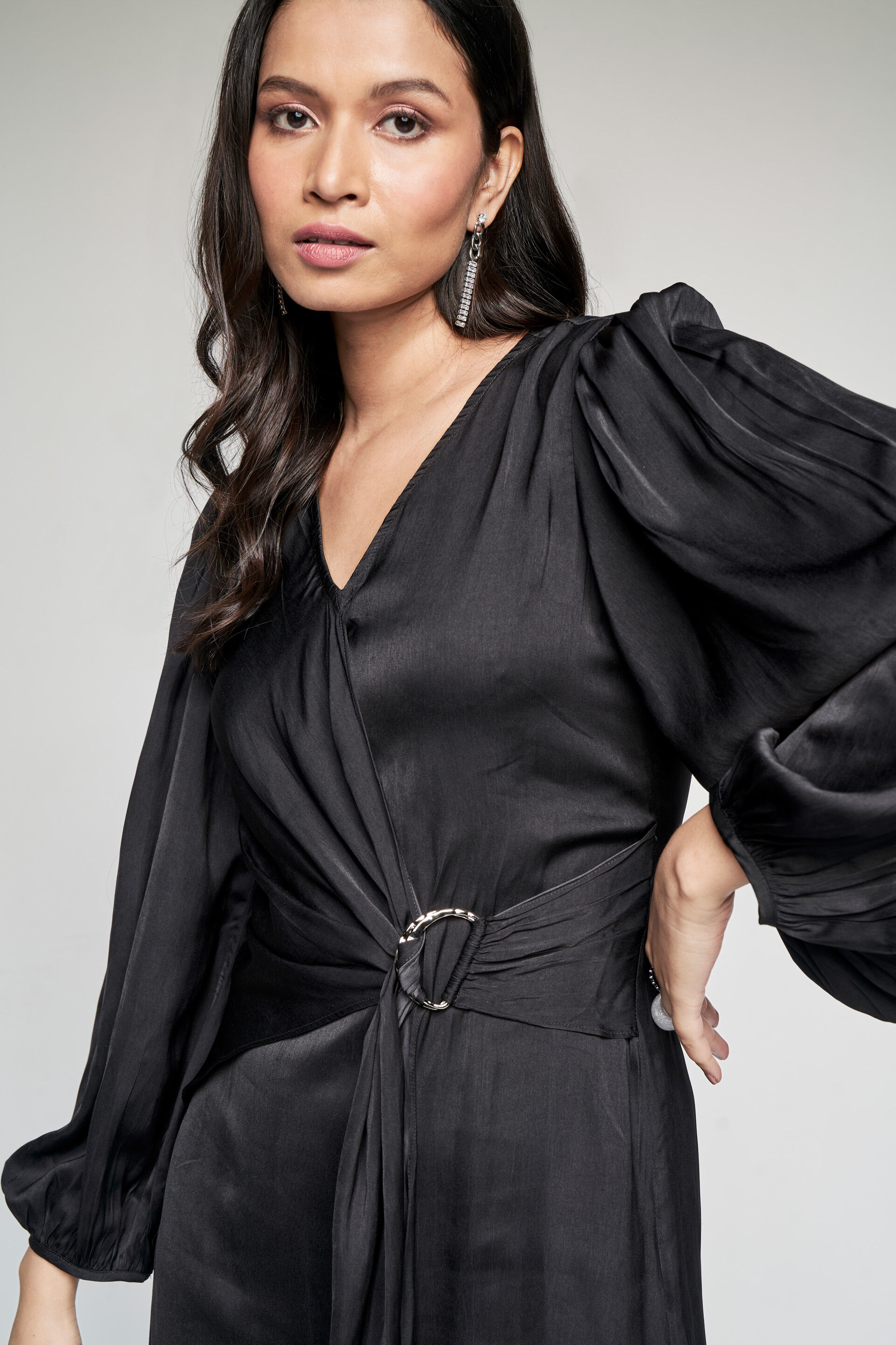 Buy our Black Solid Flared Dress online from ANDIndia SC F23AG179DRHS