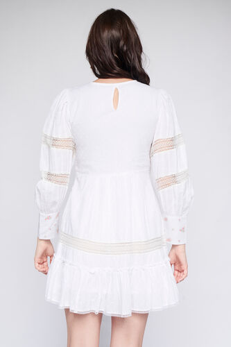 White Solid Straight Dress, White, image 6