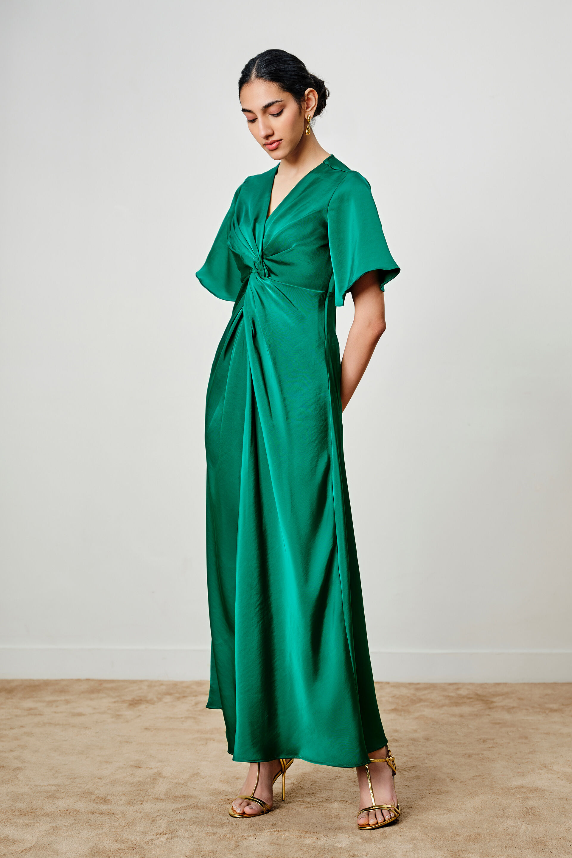 Sorrel Emerald Pleated Maxi Dress, Green, image 4