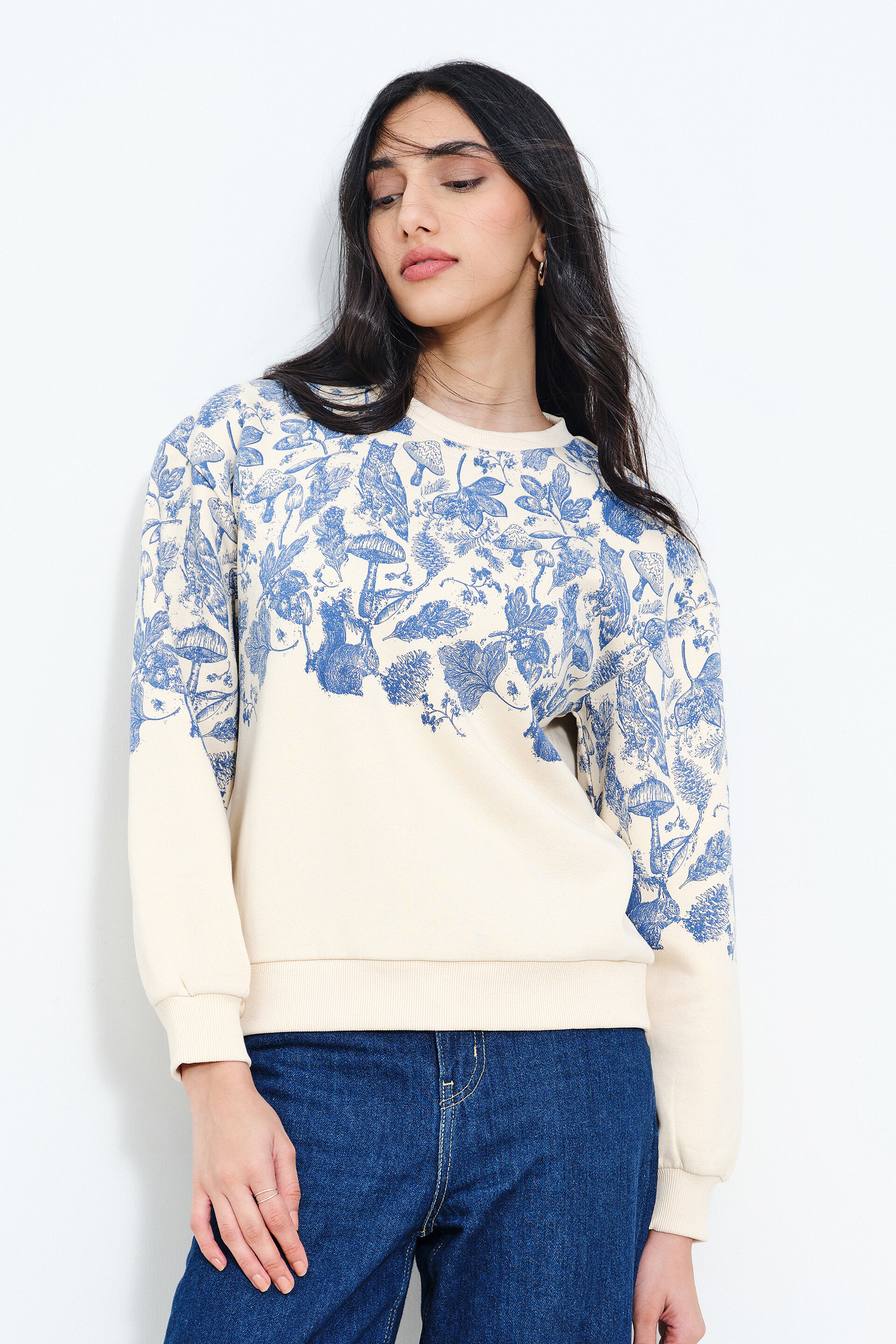 Cream Wanderlust Sweatshirt, Cream, image 1