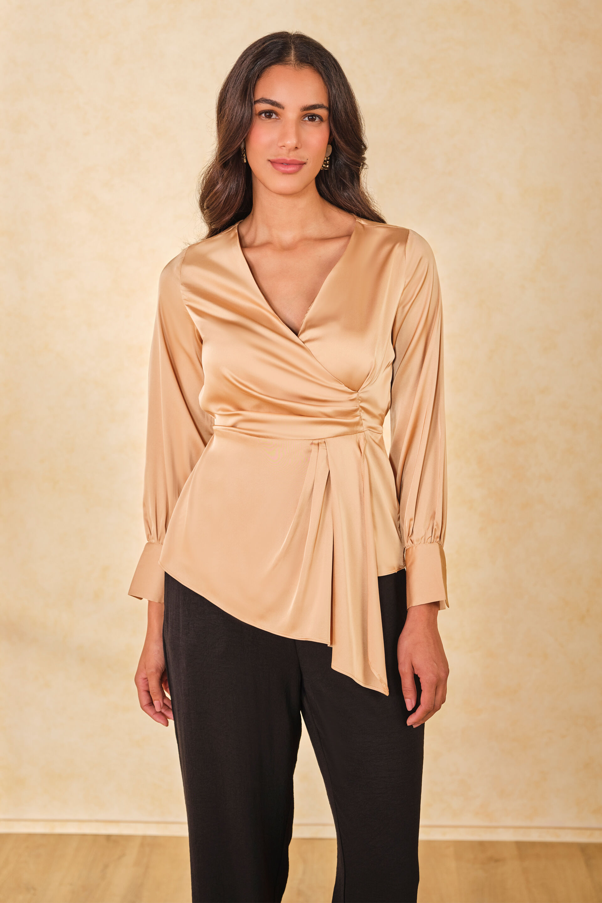 Sunlit Satin Top, Gold, image 7
