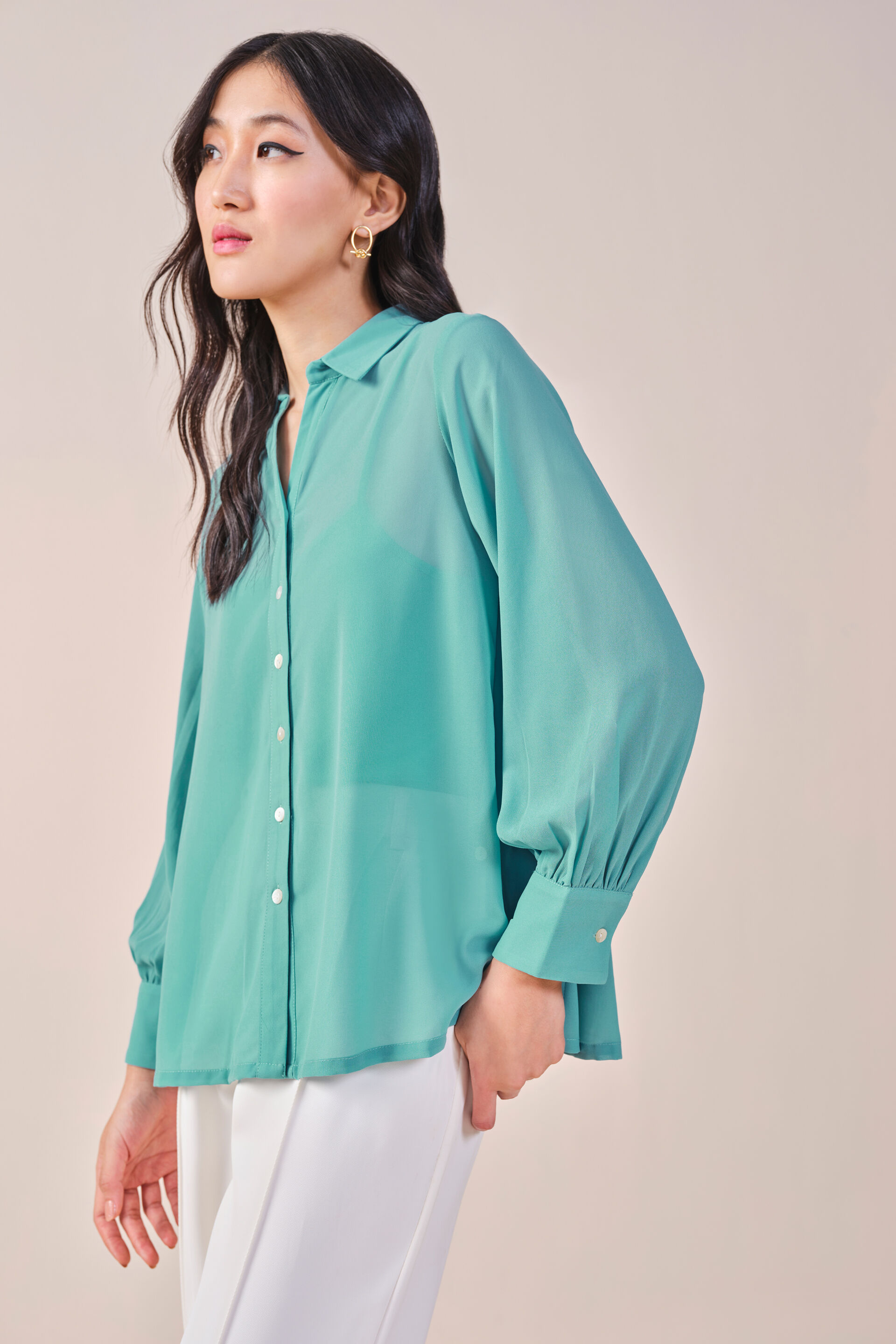 Delilah Printed Shirt, Green, image 6