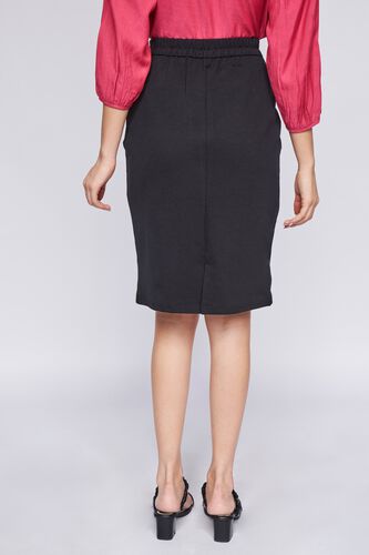 4 - Black Solid Straight Skirt, image 4
