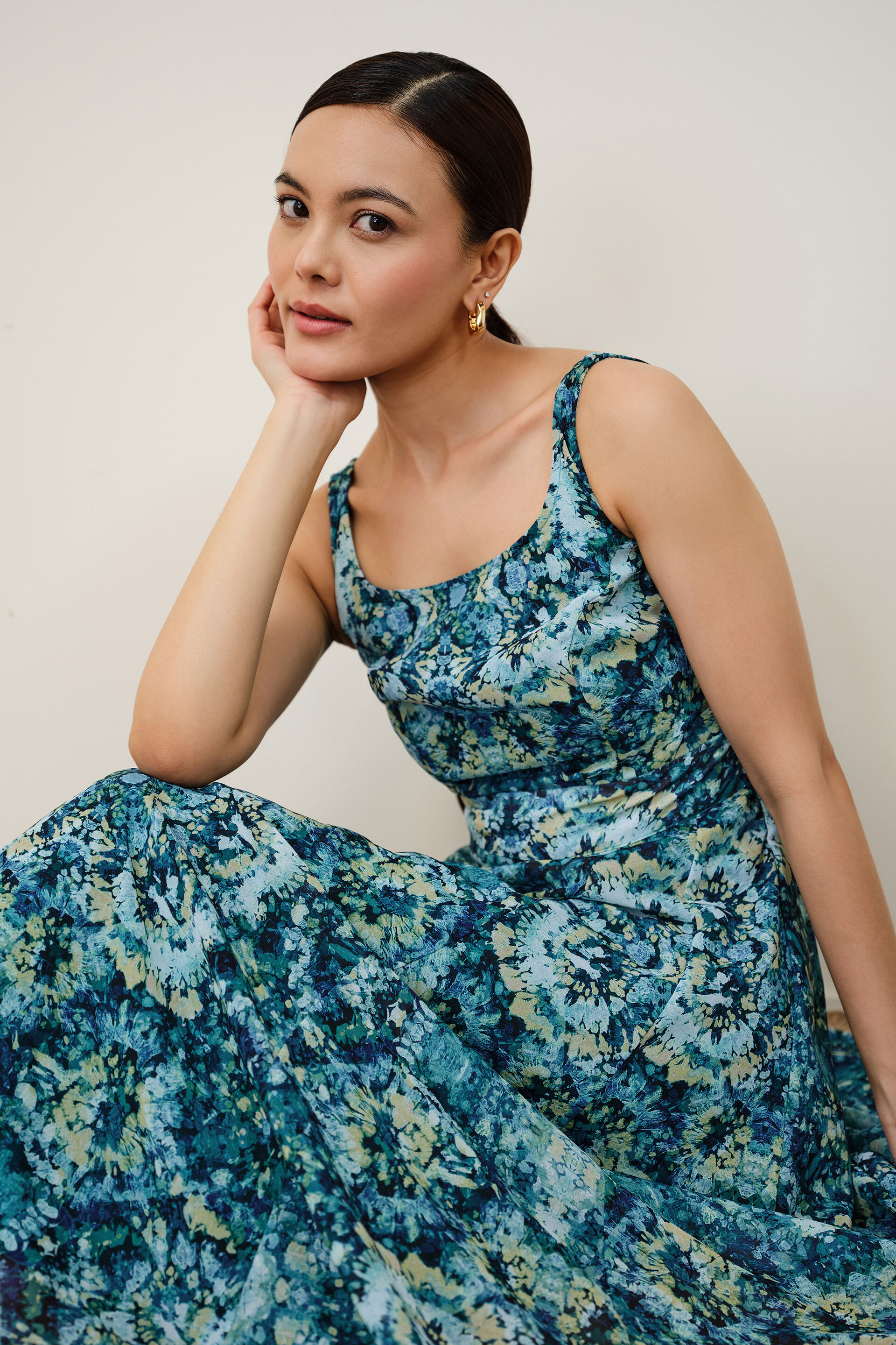 Sea Green Abstract Print Maxi, Green, image 5