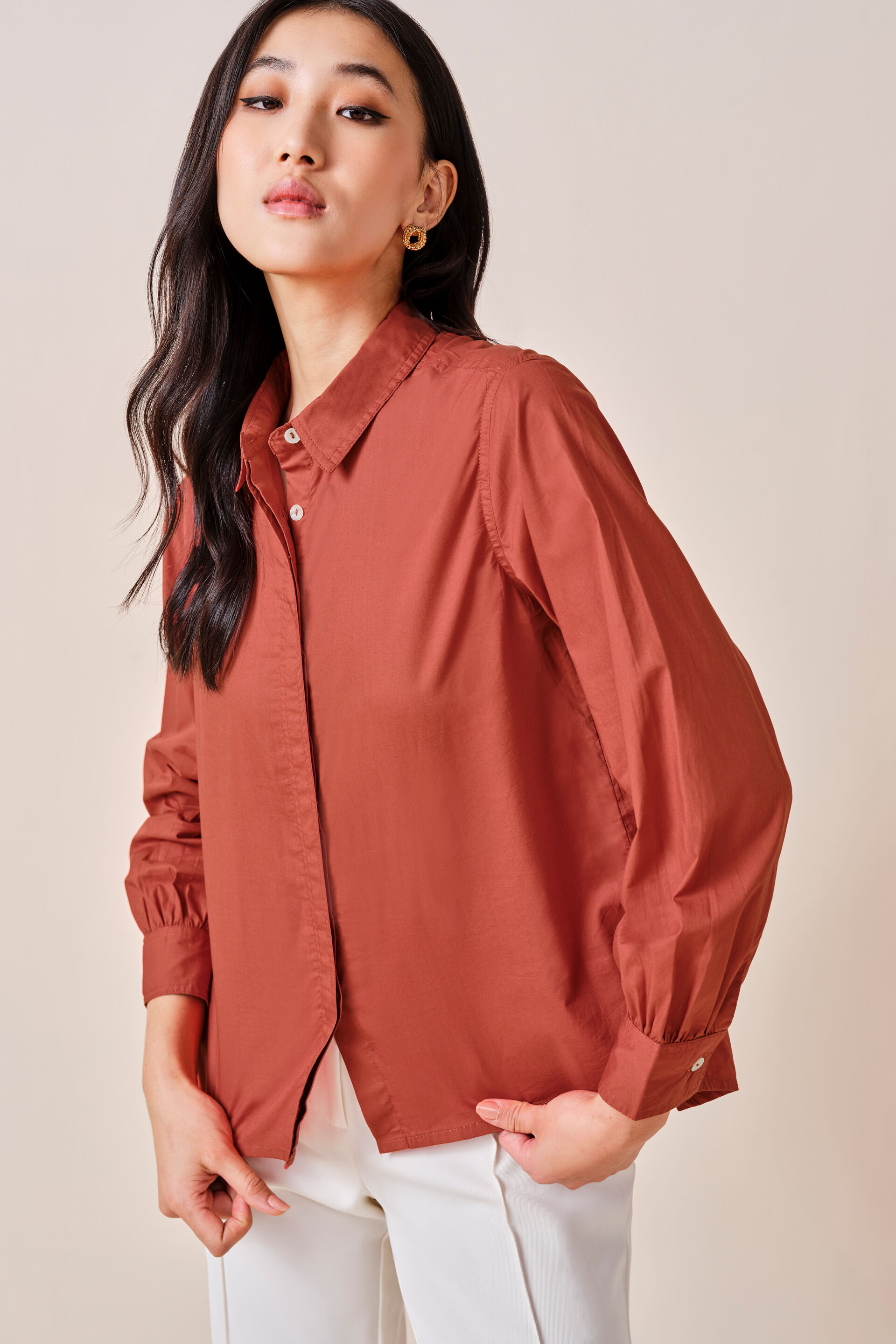 Elena Cotton Shirt, Orange, image 5