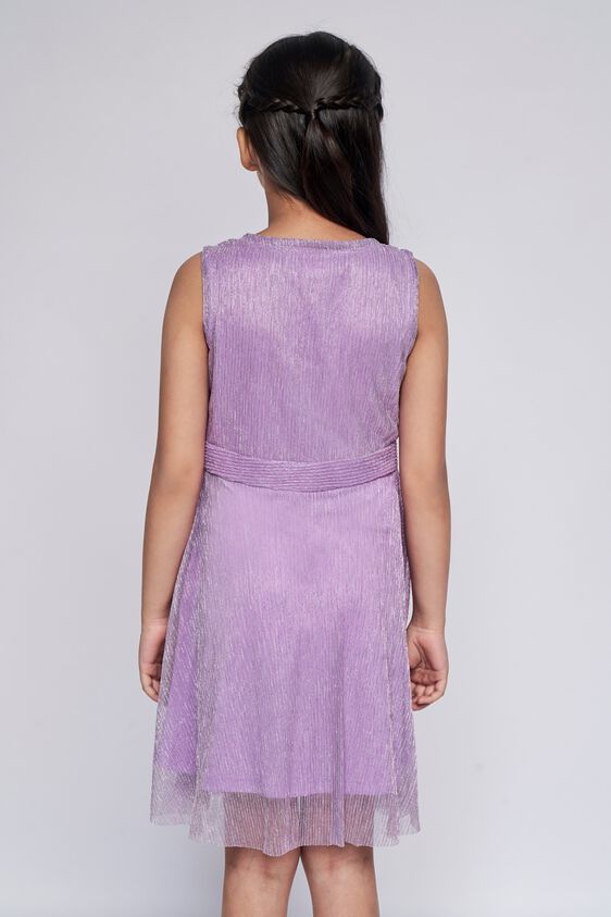 3 - Lilac Self Design Flared Dress, image 3